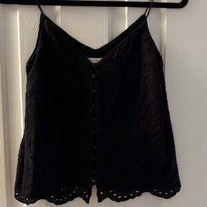 Elegant Black Lace Button-Up Camisole Top